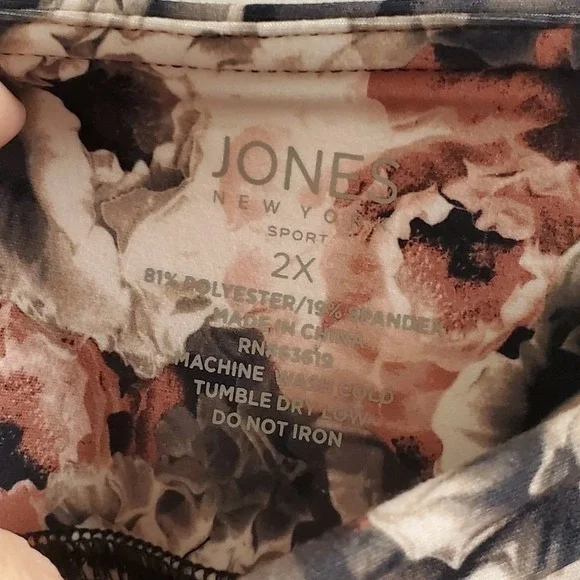 Jones New York Sport Floral Leggings Womens 2X Plus Size High Waist Pockets New - Picture 4 of 6